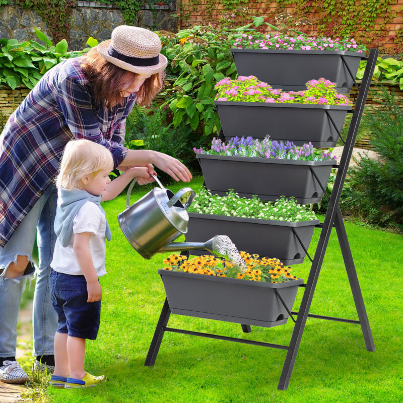 5-Tier Raised Garden Bed 113CM Vertical Flowers Vegetable Planter Box Decoration