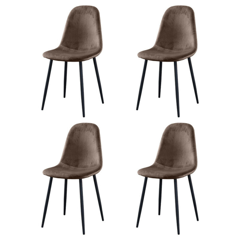 Set of 4 Velvet Dining Chairs Padded Backrest Home Living Room Kitchen Office BN