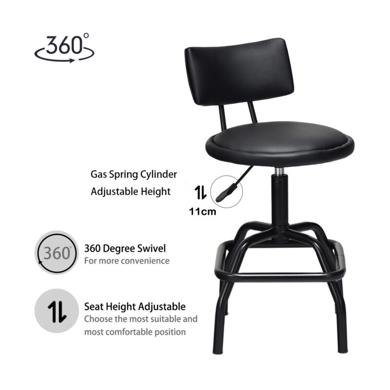 PU Leather Bar Stool Modern Bar Chair with Adjustable Height & 360° Swivel Seat