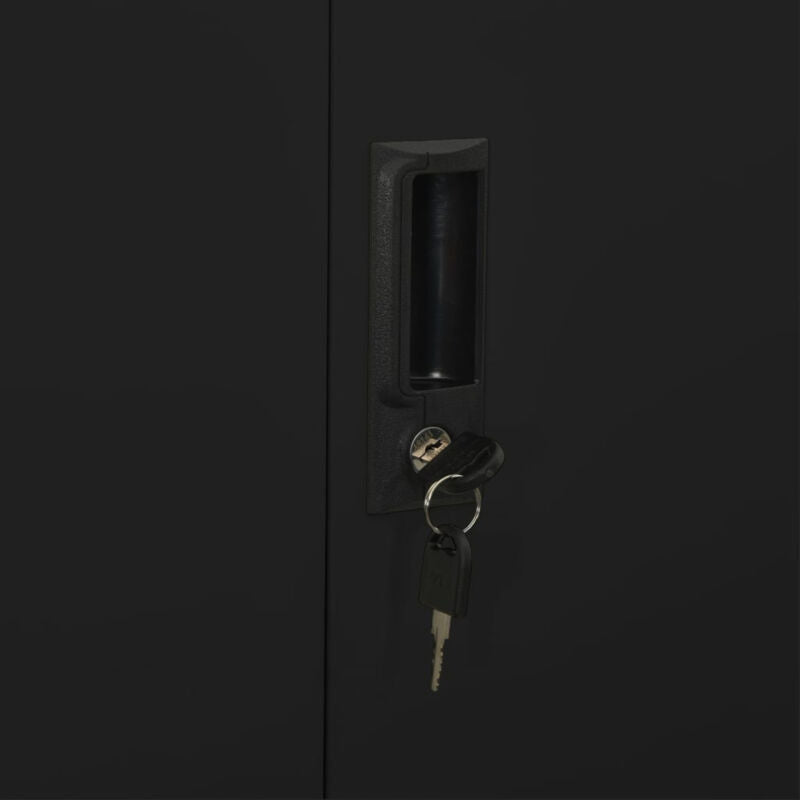 Office Cabinet Black 90x40x180 Steel B8K4