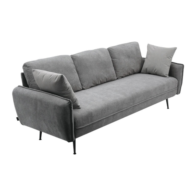 3 Seater Sofa Bed Grey Linen Fabric Living Room Couch Settee Large Cushion Seat