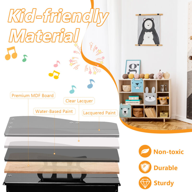 30-Key Kids Wooden Keyboard Mini Grand Piano with Stool Musical Instrument Toy