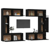 TV Cabinets 6 pcs Black Solid Wood Pine F6B0