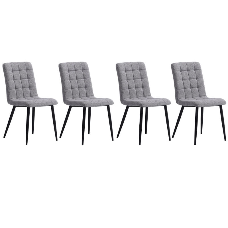 4 x Velevt Upholstered Dining Chairs High Back Kitchen Padded Seat w/ Metal Legs