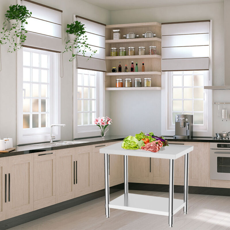 90cm Commercial Stainless Steel Kitchen Prep Table w/Shelf Work Bench Table