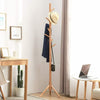 Beech Wooden Standing Coat Rack 8 Hooks Wood Tree Stand Coat Hat Handbag Rack