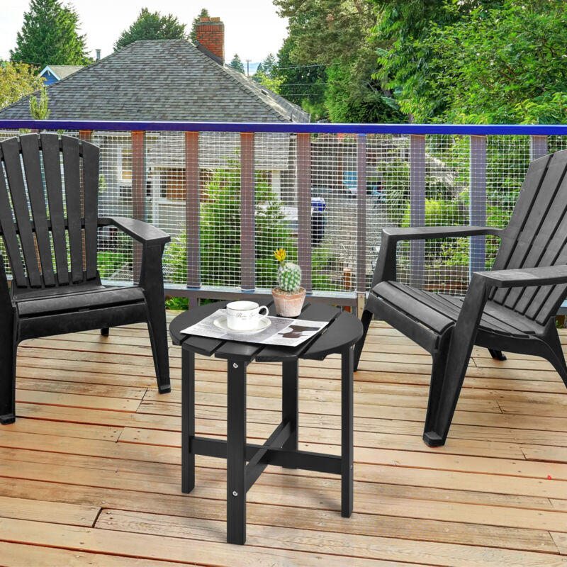 Adirondack Garden Patio Side Table Wooden Slatted Coffee Table Round End Table