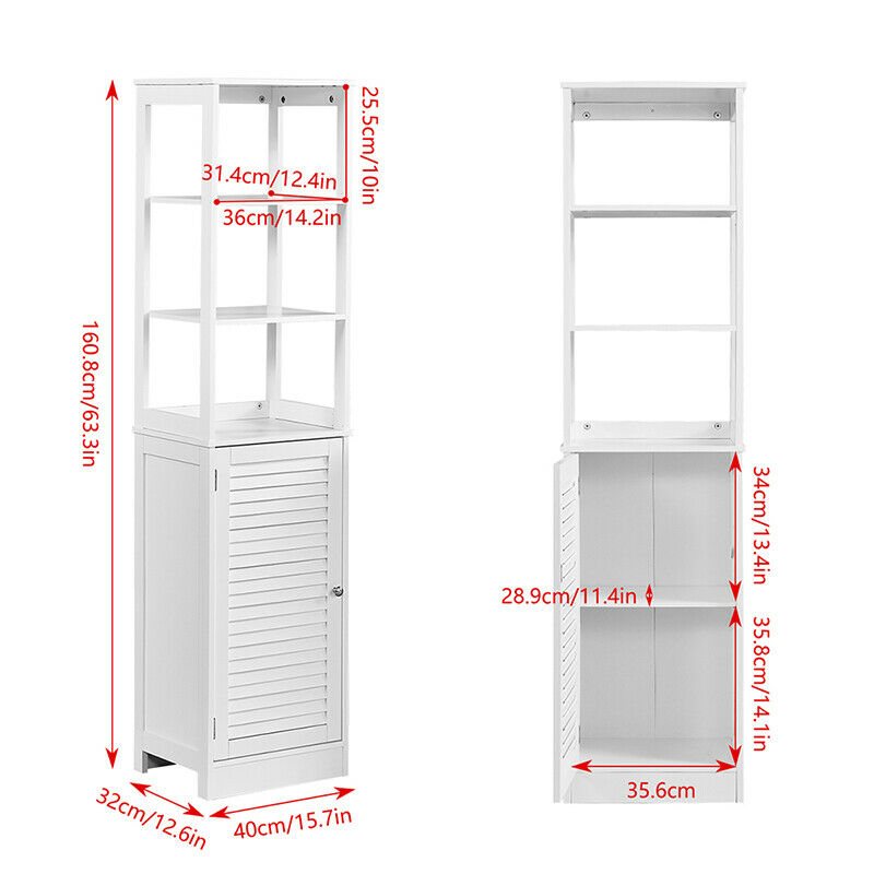 Floor Storage Cabinet Storage Units w/ Door Cupboard & Open Shelves Hallway Home