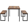 Dining Table and 2 Benches Set Industrial Kitchen Furniture Rustic Brown MW