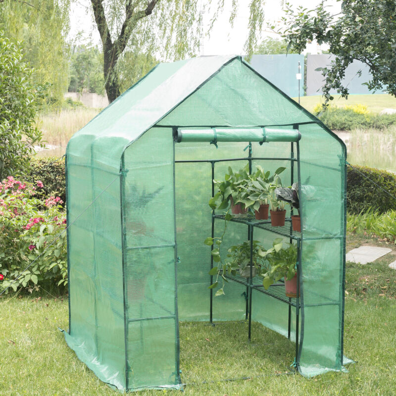 Greenhouse 143x143x195cm PE Garden Plant Grow Green House with Shelves Outdoor