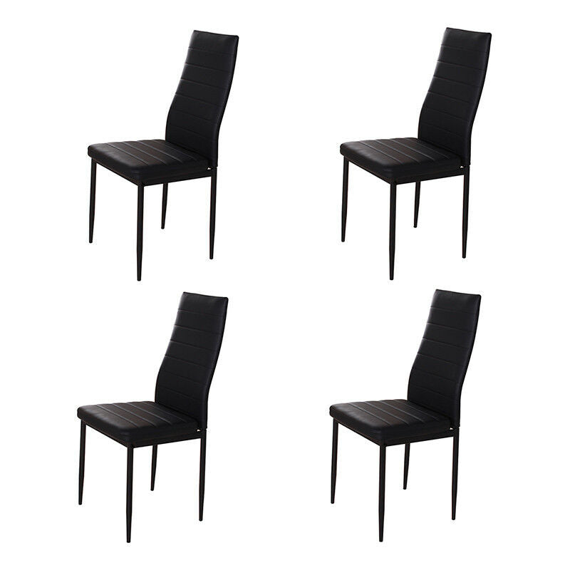 4pcs Black Faux Leather Dining Chairs Kitchen Dinning Room Metal Leg Padded Seat
