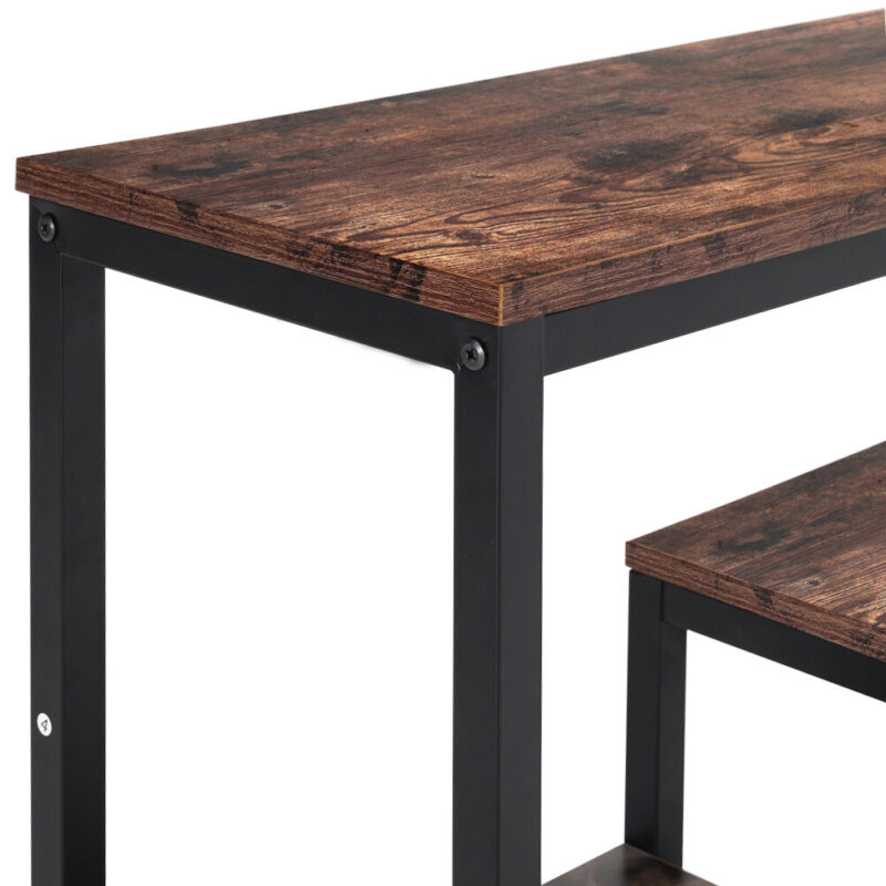 Industrial Console Table Bookshelf Rustic Wood Shelf Table Hallway Living Room