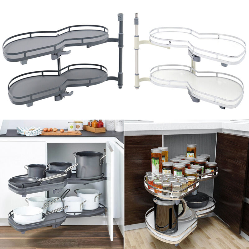 2 Tiers Slide Out Kitchen Cabinet Base Unit Larder Cupboard Storage Units