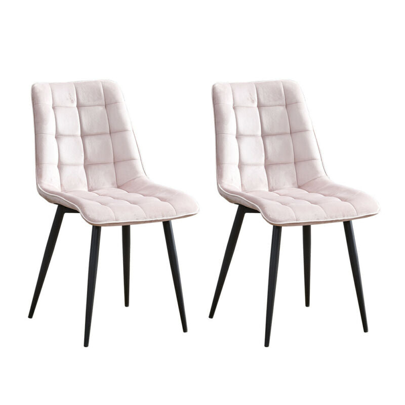 Set of 4 Dining Chairs Velvet Upholstered Seat Metal Legs Kitchen Restaurant BN
