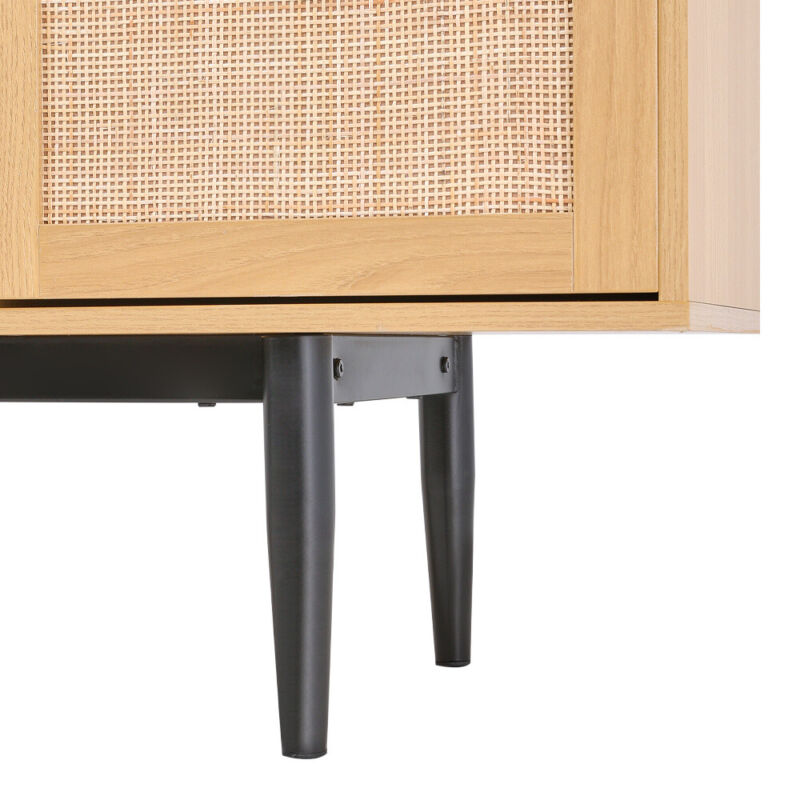 Wooden Sideboard Cabinet Cupboard Unit Storage Furniture With Rattan Woven Doors