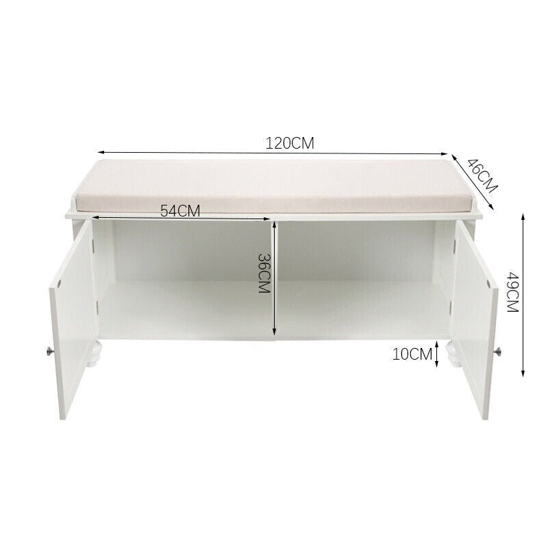 2 Seater Wooden Shoe Cabinet Bench Window Seat Storage with Door Cupboard Unit