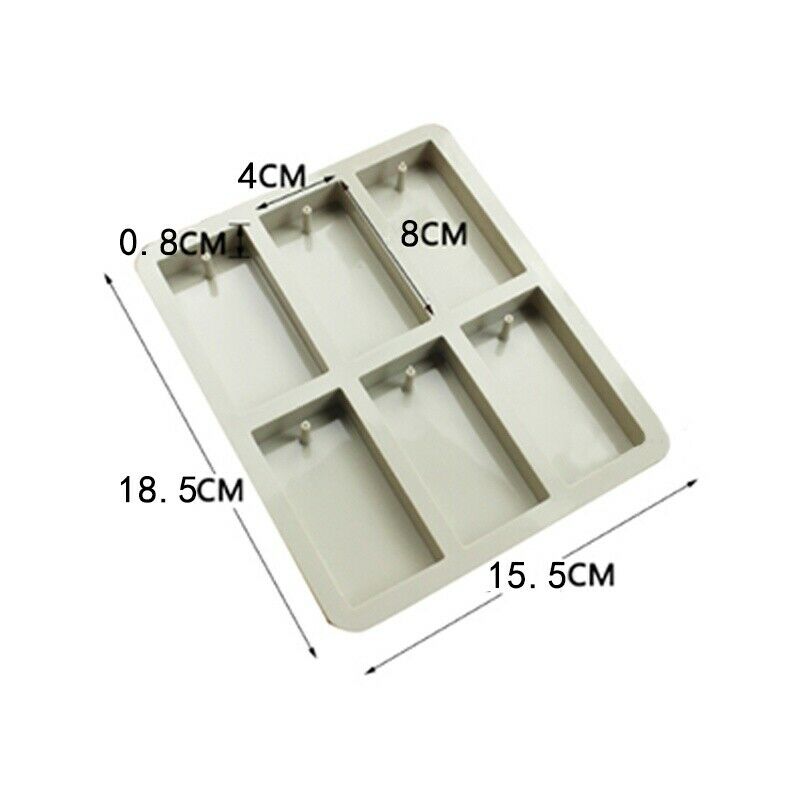 6 Cavities Silicone Rectangle Handmade Soap Cake Making Mold Craft Supplies UK