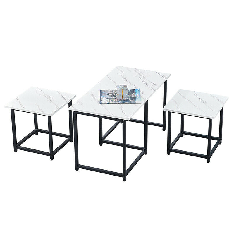 Set of 3 Coffee Table with 2 Stools Set Nesting Table Living Room Office Lounge