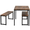 Dining Table 2 Bench Set Dinner Set Kitchen Dining Room Restaurant Rustic Brown