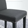 2x Dark Grey Dining Chairs Upholstered Fabric with Rivets Wood Legs Diningroom