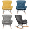 Wooden Upholstered Rocking Armchair Button Lounge Wing Back Chair Sofa Fireside