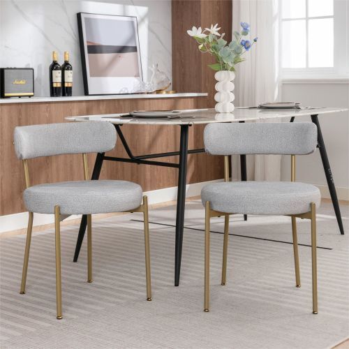 Set of 2 Dining Chairs Upholstered Accent Chairs Kitchen Leisure Chairs Grey ML