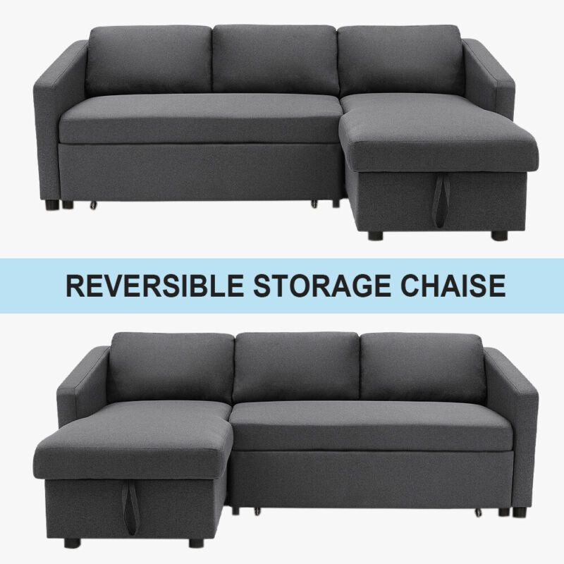3 Seater Corner Sofa Bed with Storage Left/Right L-Shaped Corners Sleeper Couch