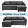 3 Seater Corner Sofa Bed with Storage Left/Right L-Shaped Corners Sleeper Couch