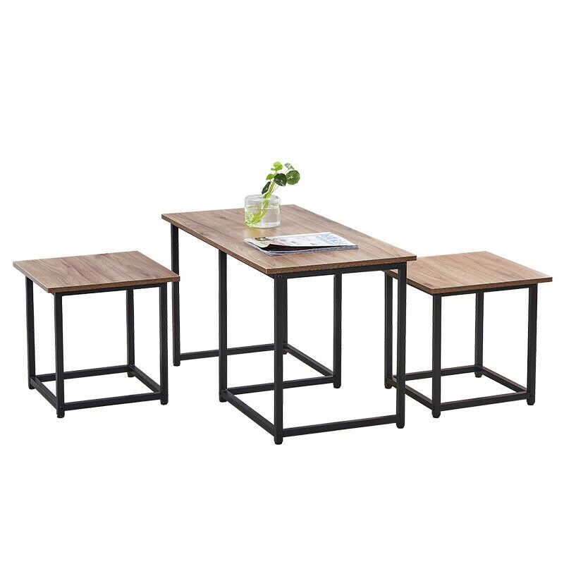 Set of 3 Coffee Table with 2 Stools Set Nesting Table Living Room Office Lounge