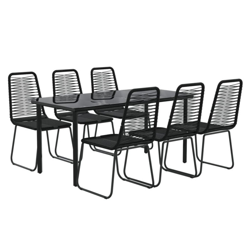 7 Piece Garden Dining Set Black I6L0