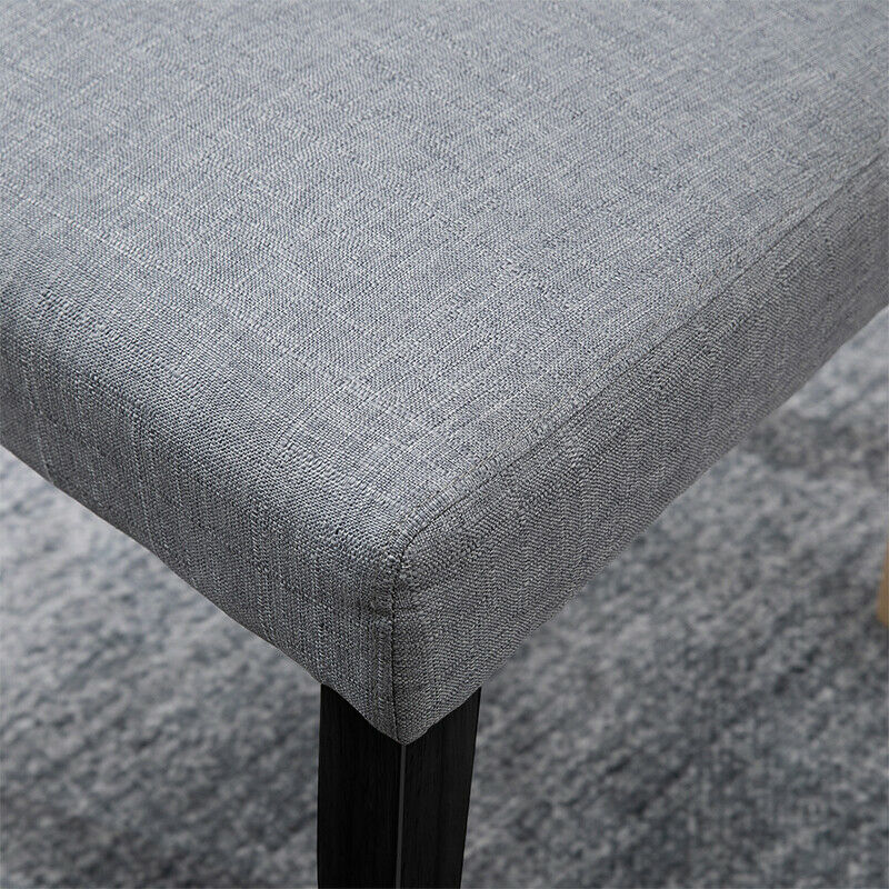 6 Pcs Dining Chairs Fabric Padded Black Chair Legs Furniture Home Modern Grey BN