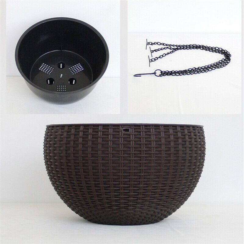 Self-watering Hanging Flower Pot Resin Plaited Hanging Basket Garden Decor