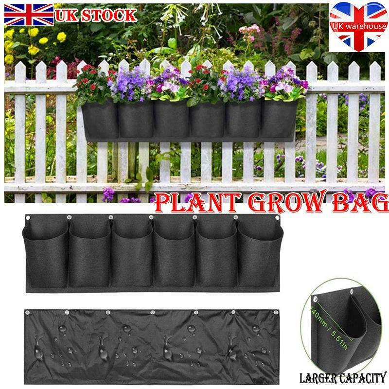 6Pocket Vertical Garden Planter Wall-mounted Horizontal Planting Flower Grow Bag