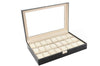 24 Grids Faux Leather Watch Case Display Box Storage Organizer Luxury Black Home