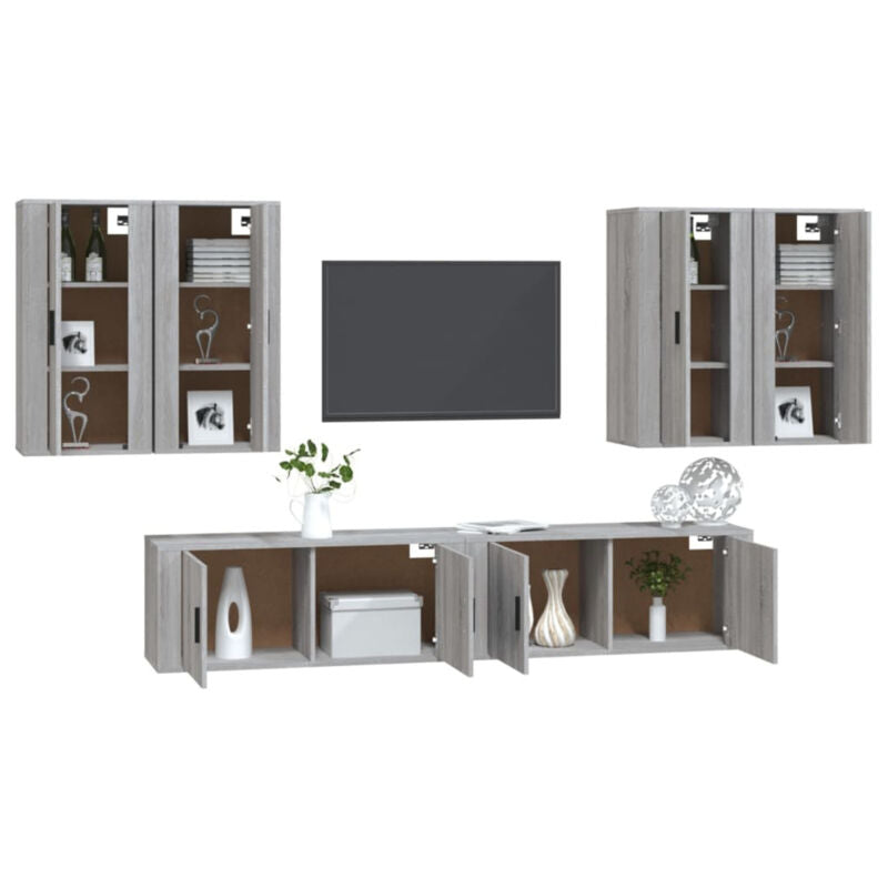6 Piece TV Cabinet Set Grey Sonoma Engineered Wood E2K2