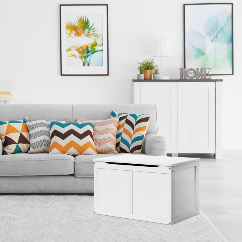 Large Wooden Toy Box Kids Storage Unit Heavy-Duty Chest Bench W/ Safety Hinge