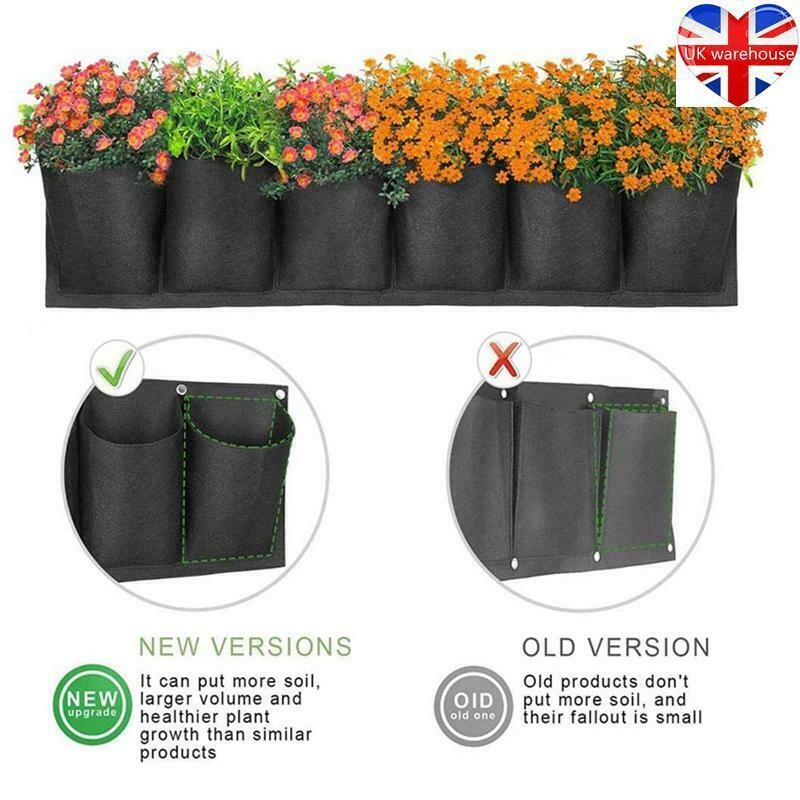 6Pocket Vertical Garden Planter Wall-mounted Horizontal Planting Flower Grow Bag