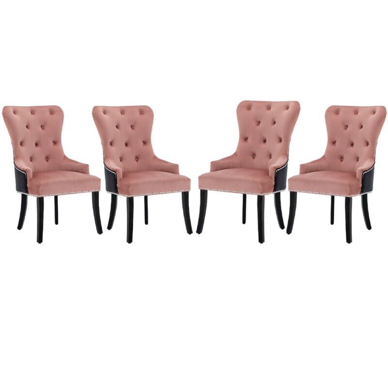 1-2-4X Velvet Button Dining Chairs Knocker Back Kitchen Nailhead High Backrest