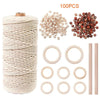 Macrame Cotton Cord Tool for Wall Hanging DIY Craft Wooden Sticks/Rings/B
