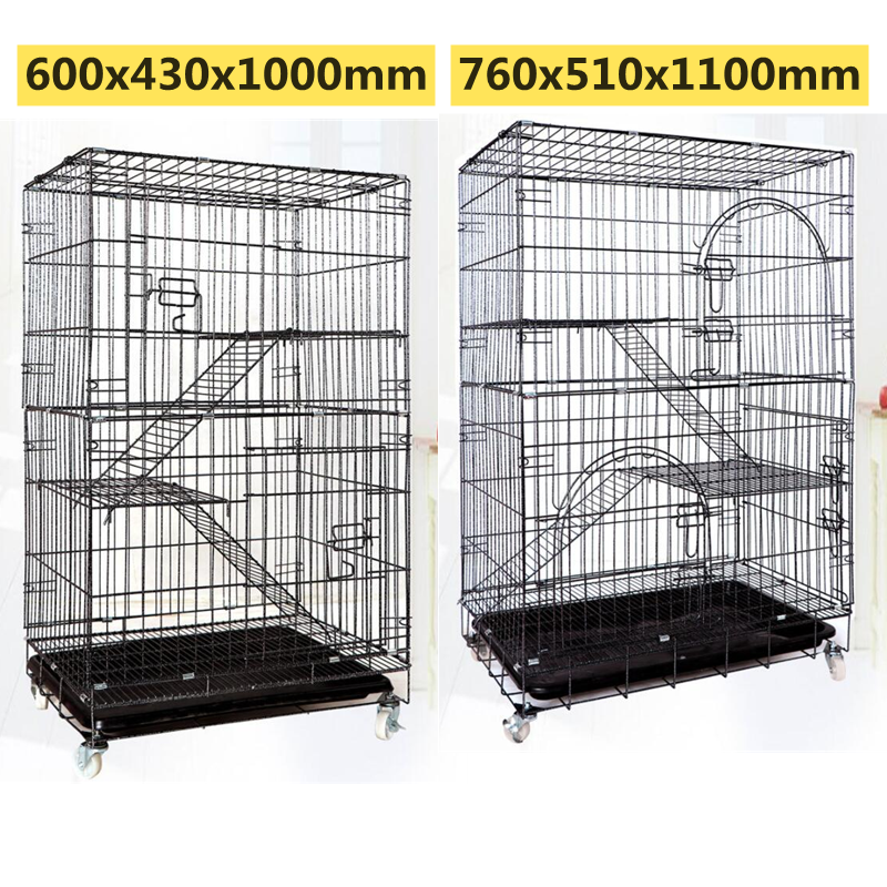 LEVEL Cat Cage Foldable Metal Pet Crate Playpen Spacious Kitten Ferret Quildinc