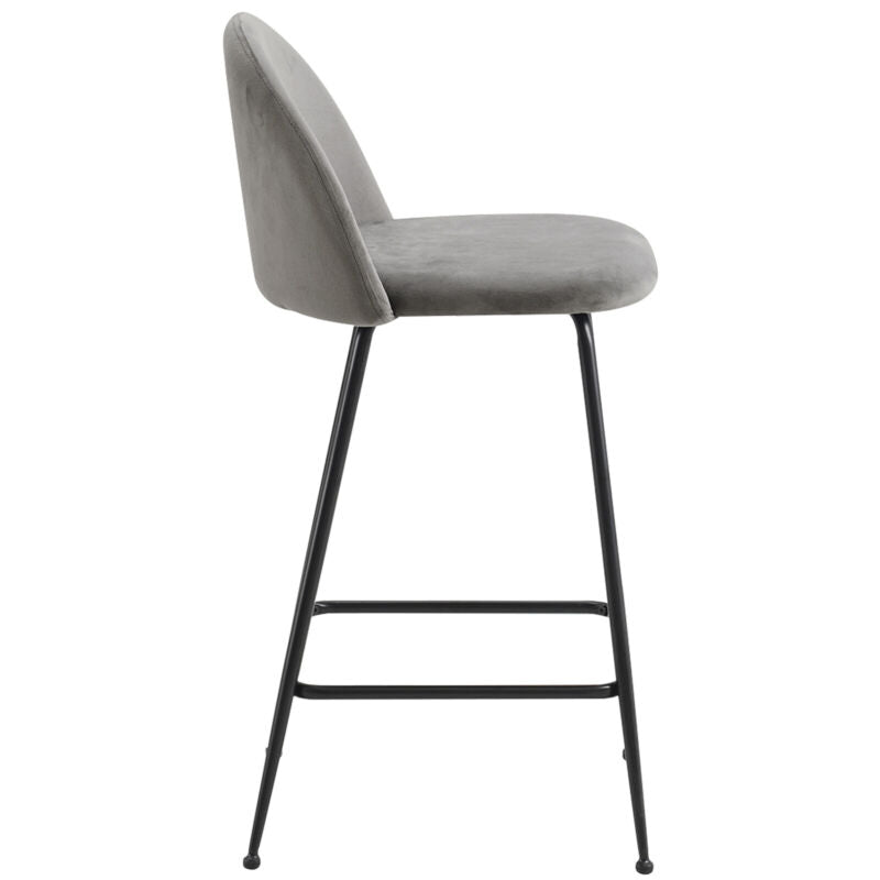 2x Breakfast Barstools w/ Velvet Padded Backrest High Counter Stools Restaurant