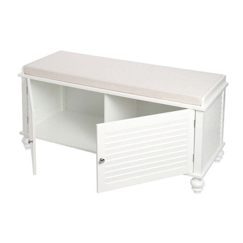 2 Seater Wooden Shoe Cabinet Bench Window Seat Storage with Door Cupboard Unit