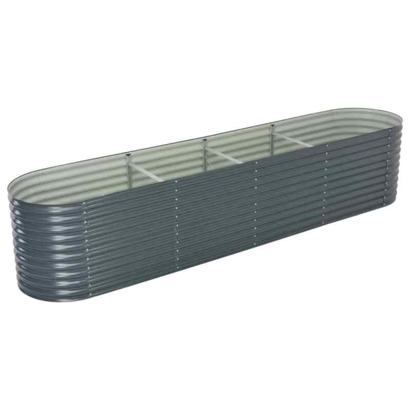 Garden Planter 400x80x81 Galvanised Steel Grey T8X3