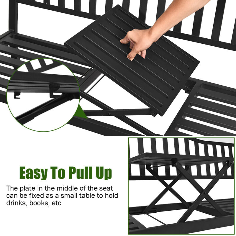 2 Seater Patio Garden Bench Outdoor Elegent Loveseat W/ Ergonomic Backrest