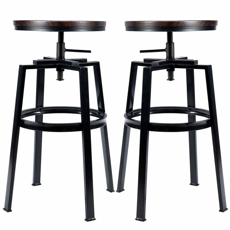 Set of 2 Industrial Bar Stool Pub Swiwal Chairs Kitchen Dining Seat W/ Footrest