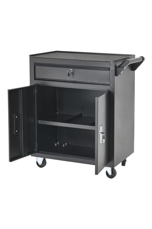 1 Drawers 2 Doors Tool Storage Garage Trolley Wheel Cart Shelf Workshop Steel UK
