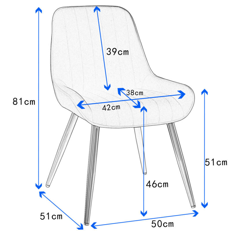 2x Dining Chairs Living Room Kitchen Restaurants with Velvet Padded Metal Legs