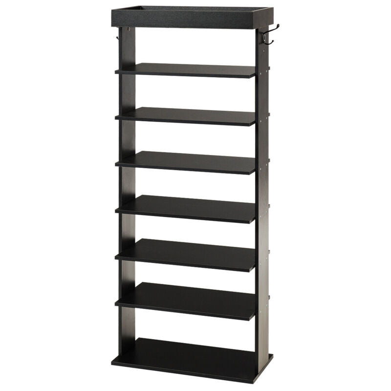 7-tier Double Shoe Storage Tower Organiser Unit Home Display Shelf Rack Stand