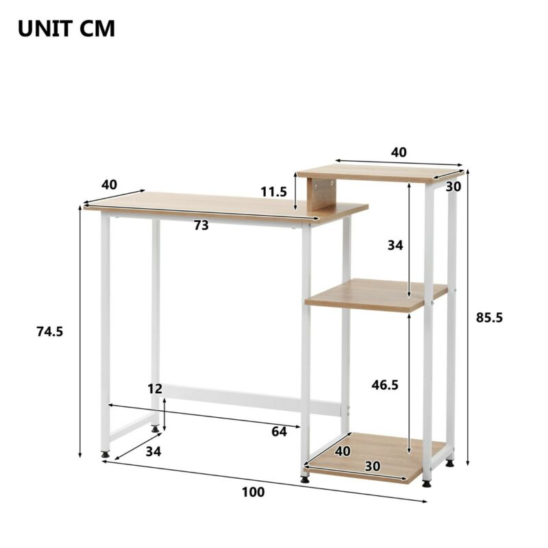 Computer Desk Home Office Study PC Writing Table Workstation Shelf Furniture UK