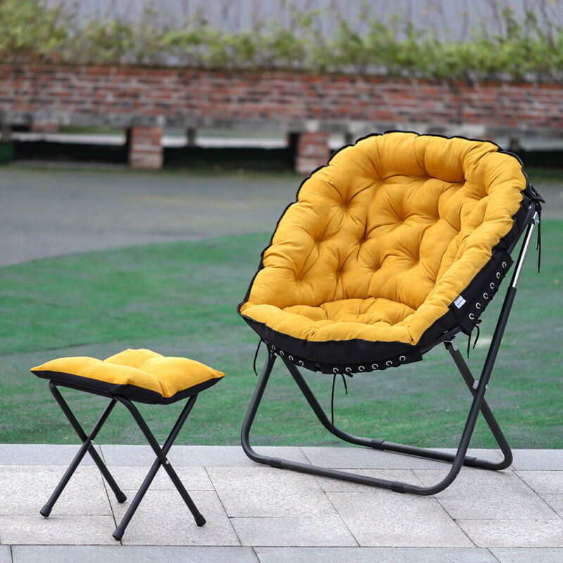 Portable Upholstered Garden Moon Chair Folding Armchair Recliner Sofa